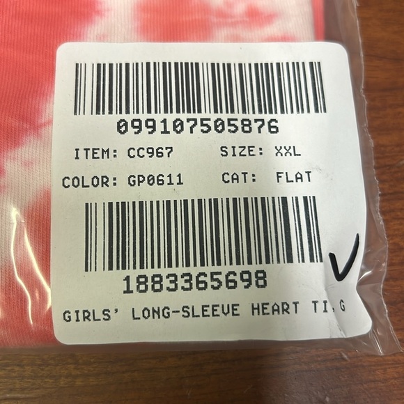 J Crew Girls' long-sleeve heart tie-dye T-shirt CC967 - Picture 4 of 4